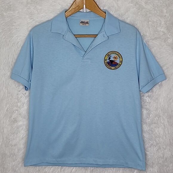 Vintage 80s USS Constellation Westpac Cruise Polo Shirt Size Large - Picture 1 of 9